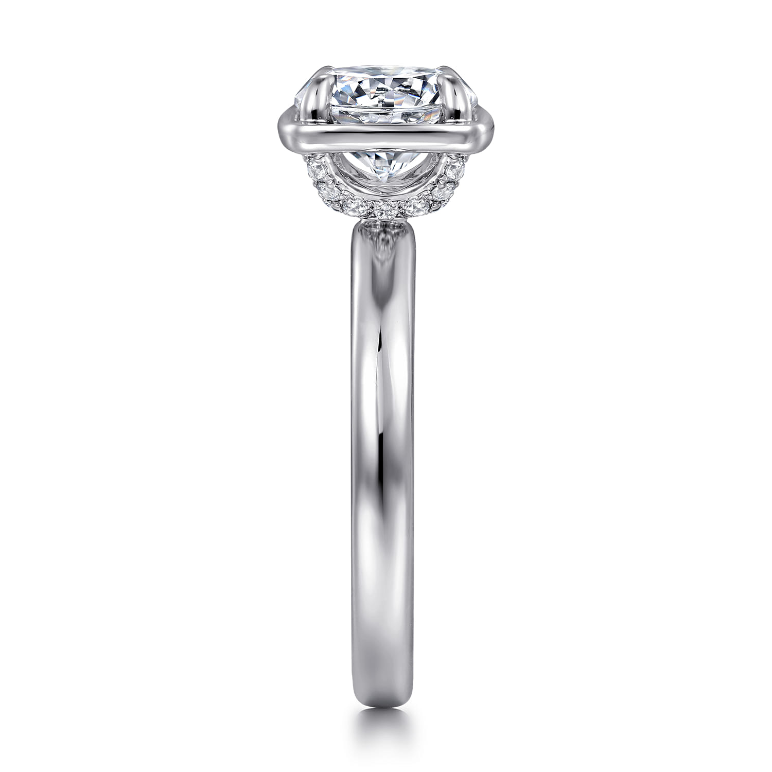 Deedie - 14K White Gold Bezel Prong Round Diamond Engagement Ring - 0.13 ct - Shot 5