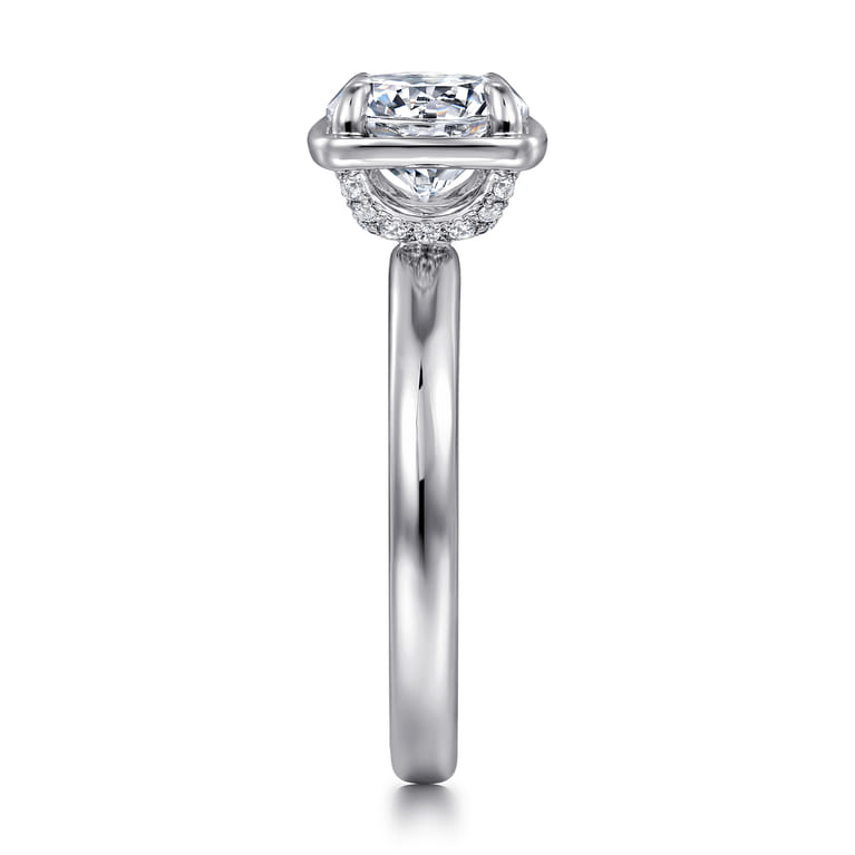 Deedie - 14K White Gold Bezel Prong Round Diamond Engagement Ring - 0.13 ct - Shot 5