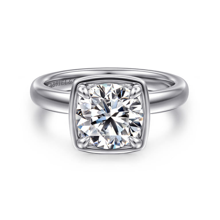 Deedie - 14K White Gold Bezel Prong Round Diamond Engagement Ring - 0.15 ct - Shot 1