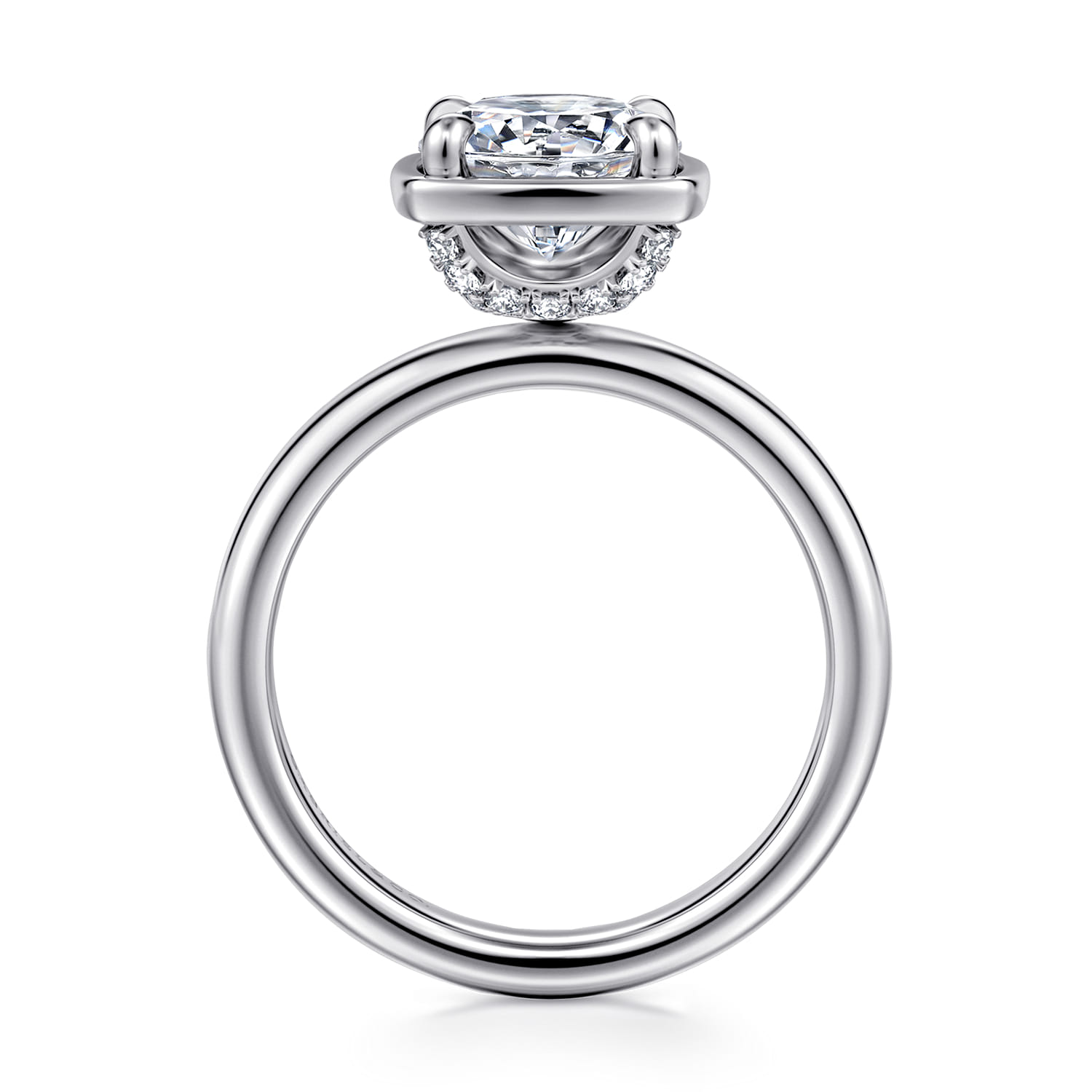 Deedie - 14K White Gold Bezel Prong Round Diamond Engagement Ring - 0.15 ct - Shot 2