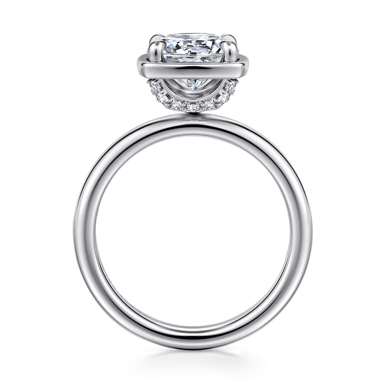 Deedie - 14K White Gold Bezel Prong Round Diamond Engagement Ring - 0.15 ct - Shot 2