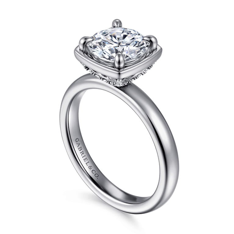 Deedie - 14K White Gold Bezel Prong Round Diamond Engagement Ring - 0.15 ct - Shot 3