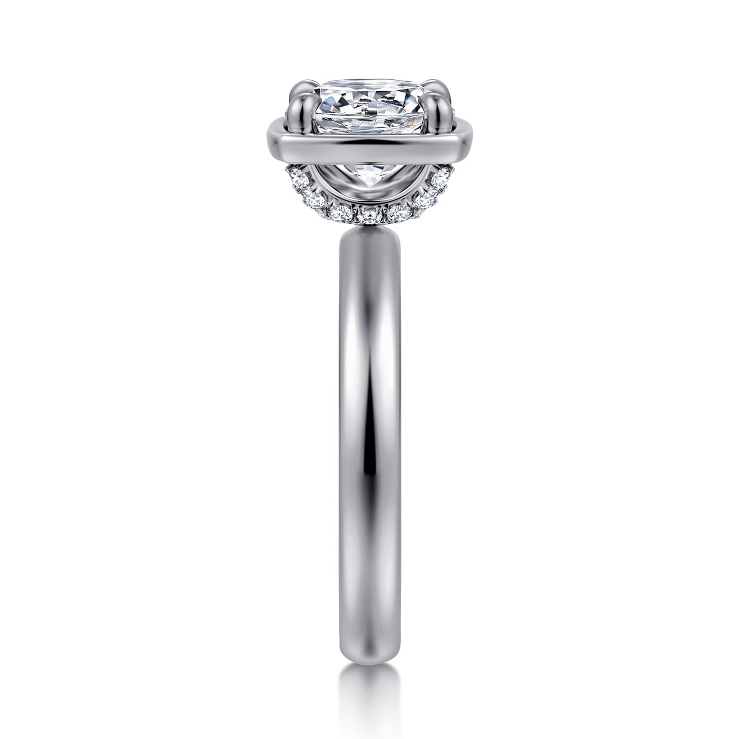 Deedie - 14K White Gold Bezel Prong Round Diamond Engagement Ring - 0.15 ct - Shot 4