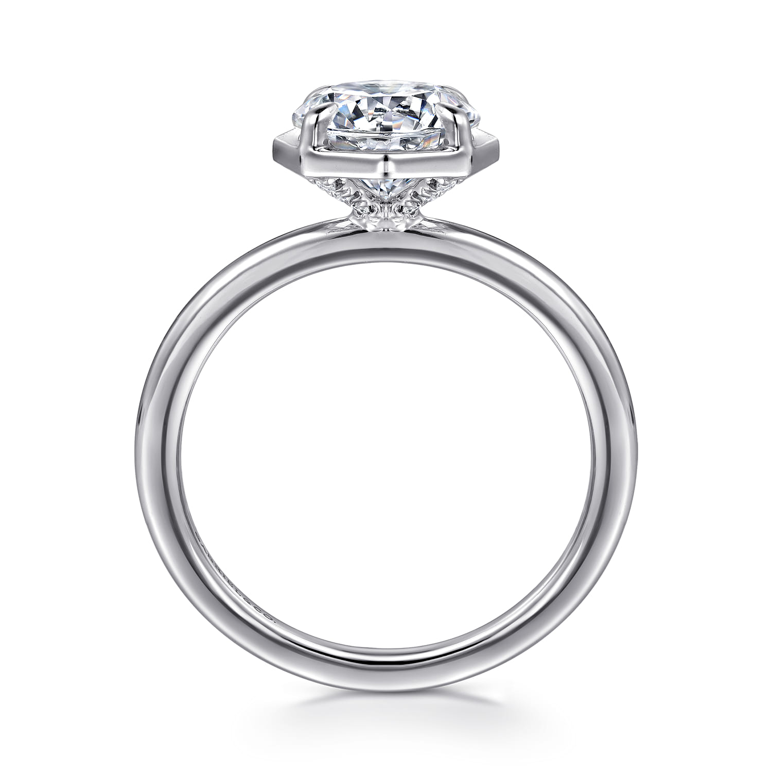Cassi - 14K White Gold Bezel Prong Round Diamond Engagement Ring - 0.06 ct - Shot 2