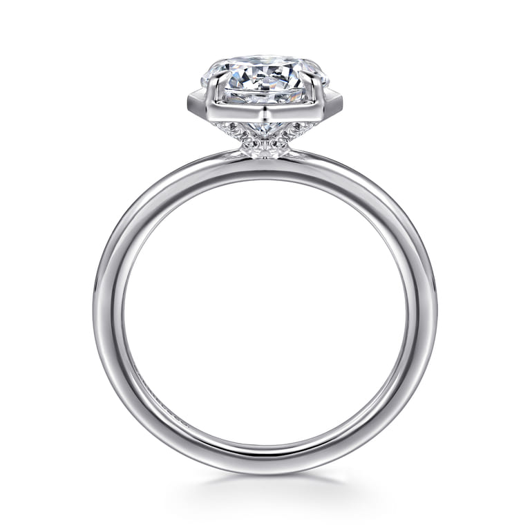 Cassi - 14K White Gold Bezel Prong Round Diamond Engagement Ring - 0.06 ct - Shot 2