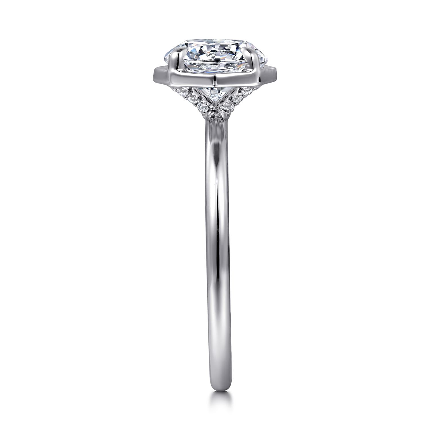 Cassi - 14K White Gold Bezel Prong Round Diamond Engagement Ring - 0.06 ct - Shot 5