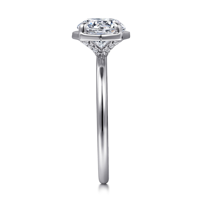 Cassi - 14K White Gold Bezel Prong Round Diamond Engagement Ring - 0.06 ct - Shot 5