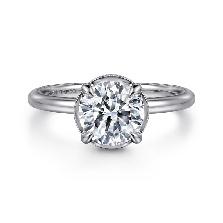Catallina - 14K White Gold Bezel Prong Round Diamond Engagement Ring - 0.17 ct - Shot 1