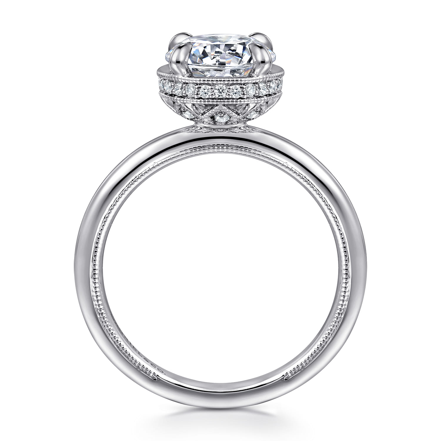 Catallina - 14K White Gold Bezel Prong Round Diamond Engagement Ring - 0.17 ct - Shot 2