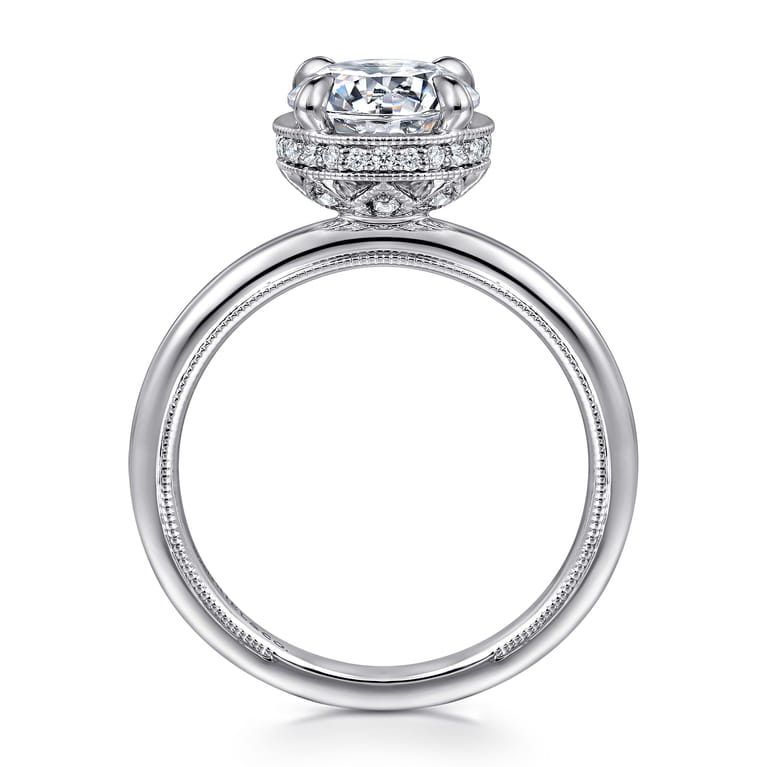 Catallina - 14K White Gold Bezel Prong Round Diamond Engagement Ring - 0.17 ct - Shot 2
