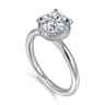 Catallina - 14K White Gold Bezel Prong Round Diamond Engagement Ring - 0.17 ct