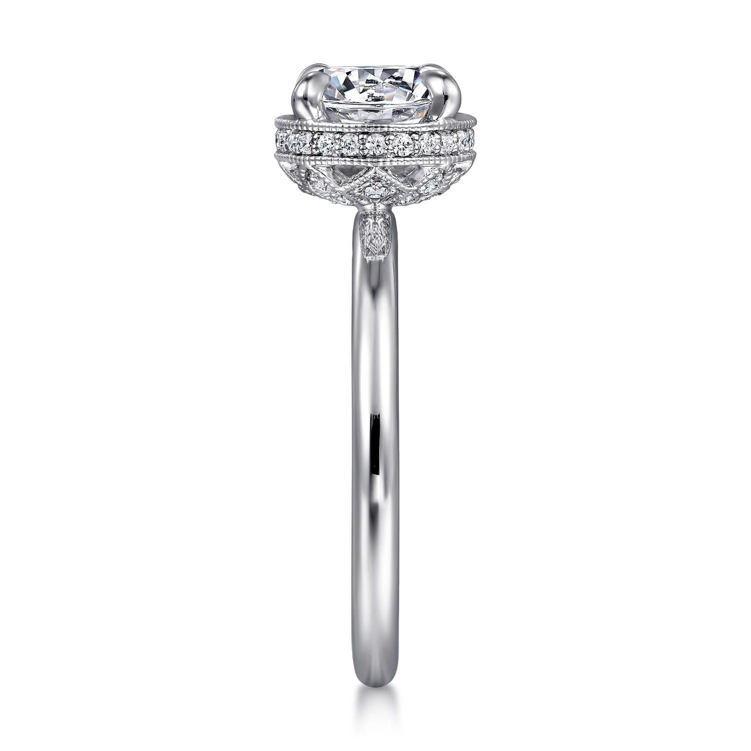 Catallina - 14K White Gold Bezel Prong Round Diamond Engagement Ring - 0.17 ct - Shot 5