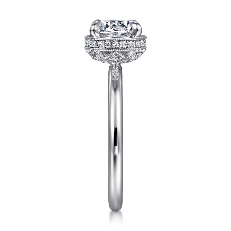 Catallina - 14K White Gold Bezel Prong Round Diamond Engagement Ring - 0.17 ct - Shot 5