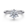 Aure - 14K White Gold 6 Prong Round Solitaire Diamond Engagement Ring - 0.05 ct