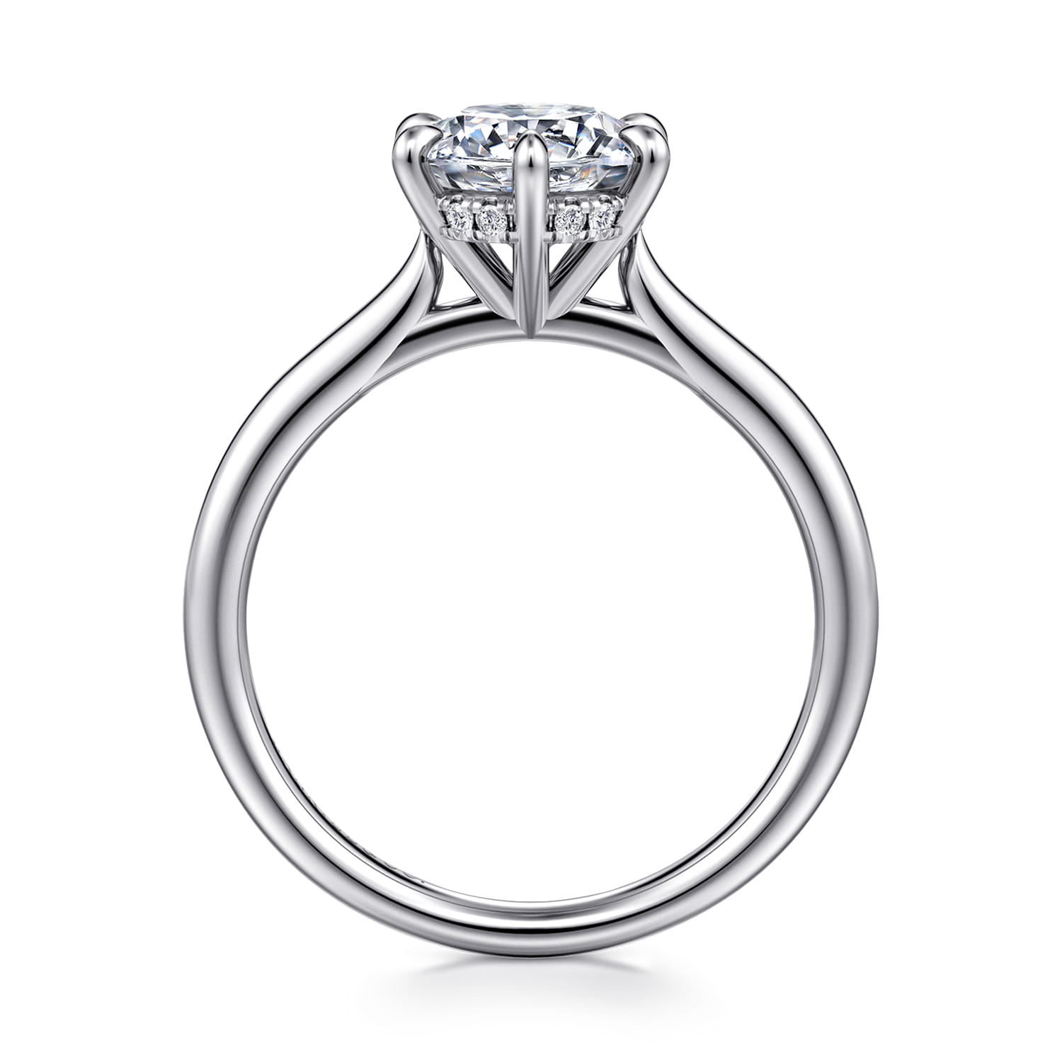 Aure - 14K White Gold 6 Prong Round Solitaire Diamond Engagement Ring - 0.05 ct - Shot 2