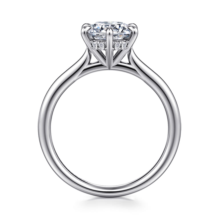 Aure - 14K White Gold 6 Prong Round Solitaire Diamond Engagement Ring - 0.05 ct - Shot 2