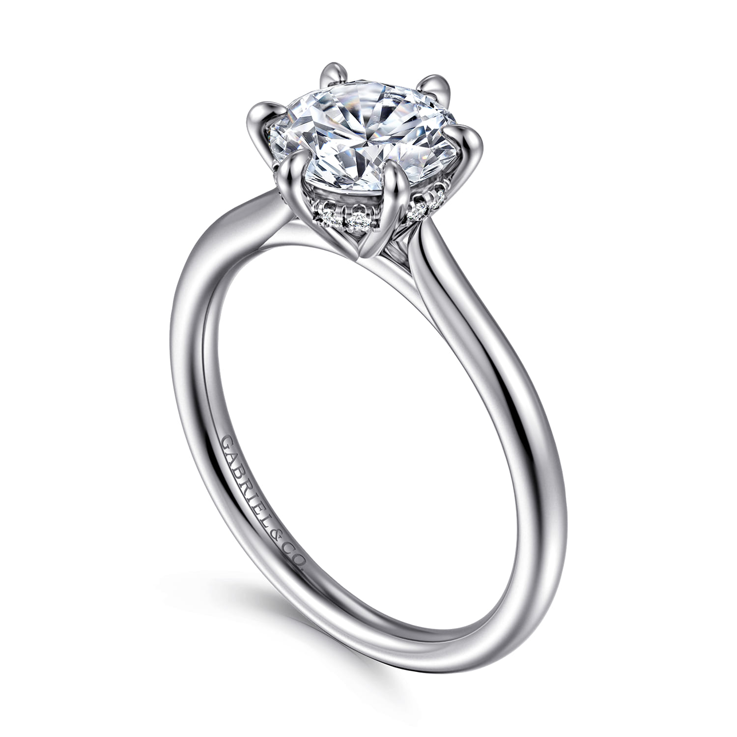 Aure - 14K White Gold 6 Prong Round Solitaire Diamond Engagement Ring - 0.05 ct - Shot 3