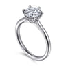 Aure - 14K White Gold 6 Prong Round Solitaire Diamond Engagement Ring - 0.05 ct