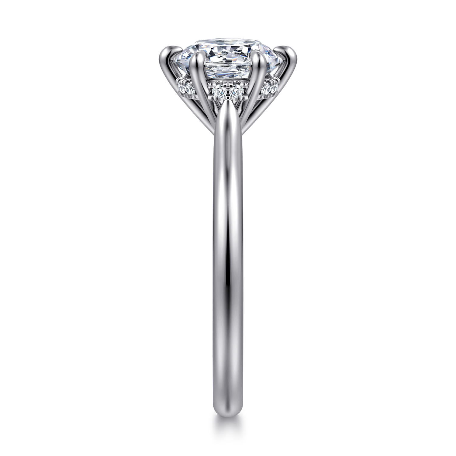 Aure - 14K White Gold 6 Prong Round Solitaire Diamond Engagement Ring - 0.05 ct - Shot 4