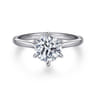Aure - 14K White Gold 6 Prong Round Solitaire Diamond Engagement Ring - 0.05 ct