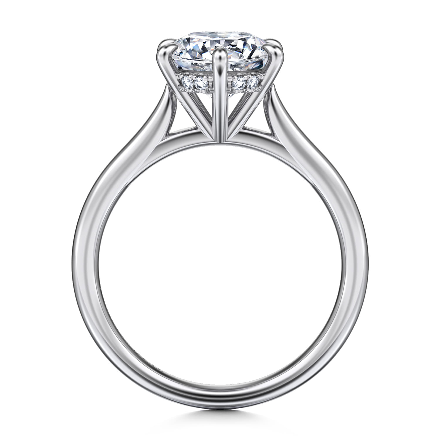 Aure - 14K White Gold 6 Prong Round Solitaire Diamond Engagement Ring - 0.05 ct - Shot 2