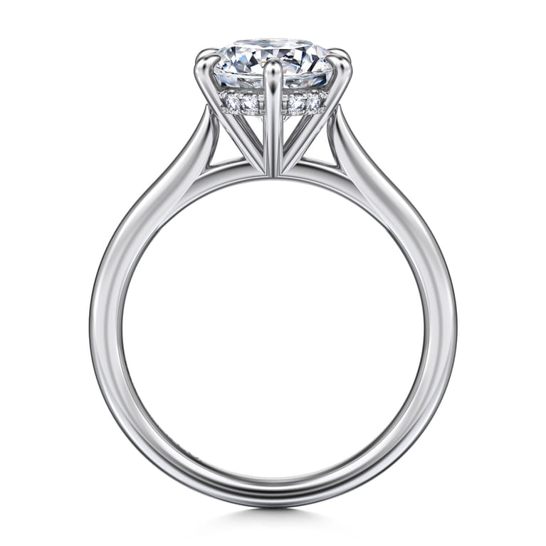 Aure - 14K White Gold 6 Prong Round Solitaire Diamond Engagement Ring - 0.05 ct - Shot 2