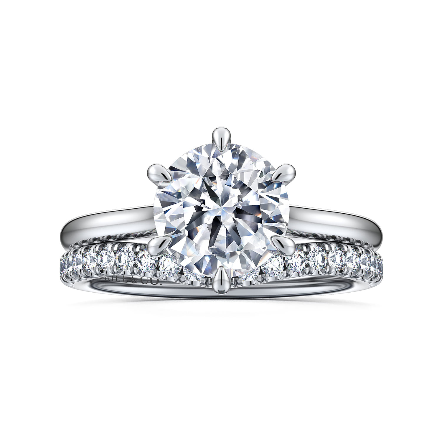 Aure - 14K White Gold 6 Prong Round Solitaire Diamond Engagement Ring - 0.05 ct - Shot 4
