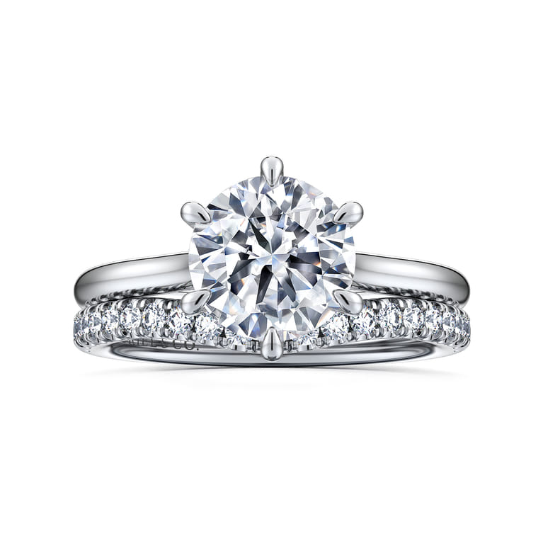 Aure - 14K White Gold 6 Prong Round Solitaire Diamond Engagement Ring - 0.05 ct - Shot 4