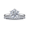 Aure - 14K White Gold 6 Prong Round Solitaire Diamond Engagement Ring - 0.05 ct