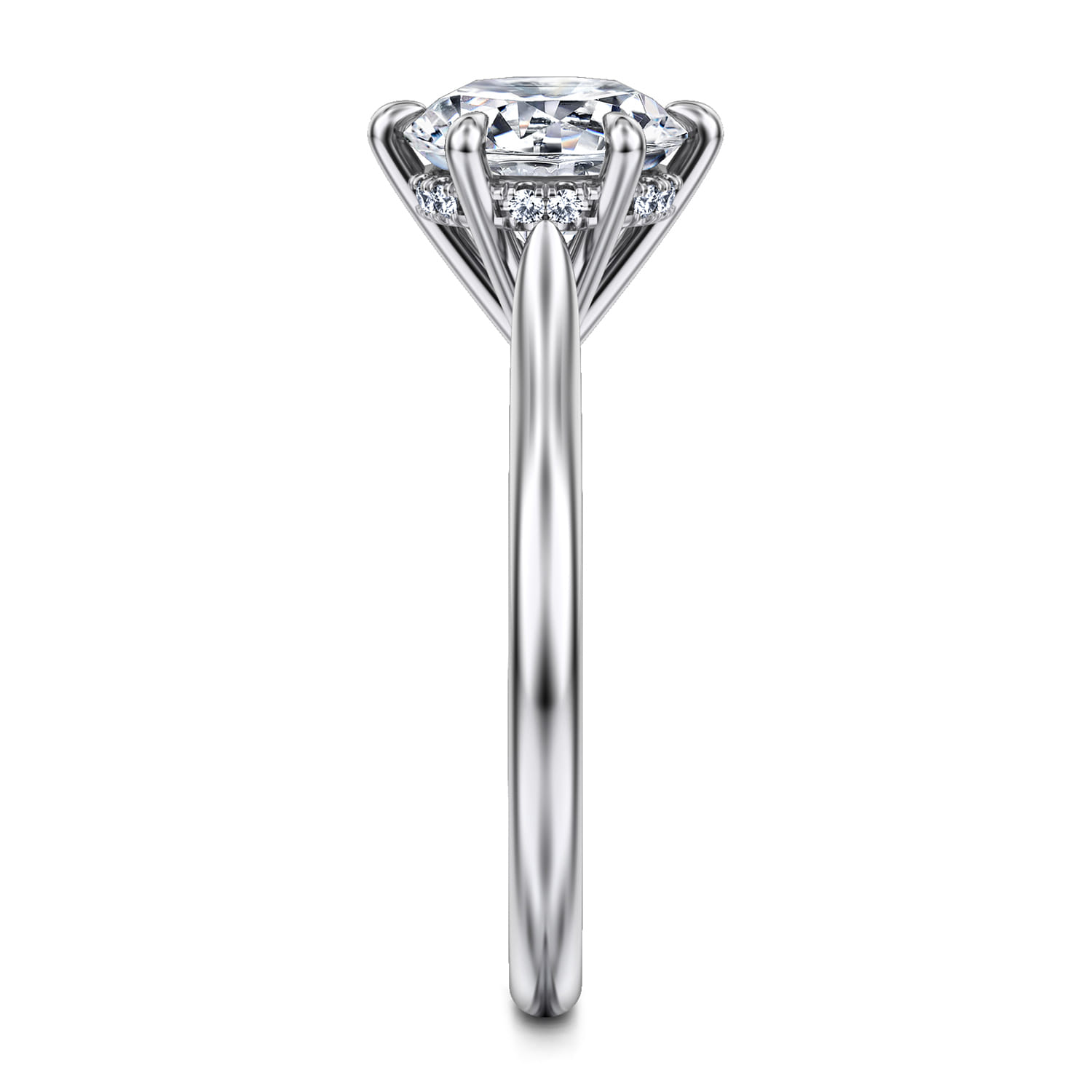 Aure - 14K White Gold 6 Prong Round Solitaire Diamond Engagement Ring - 0.05 ct - Shot 5