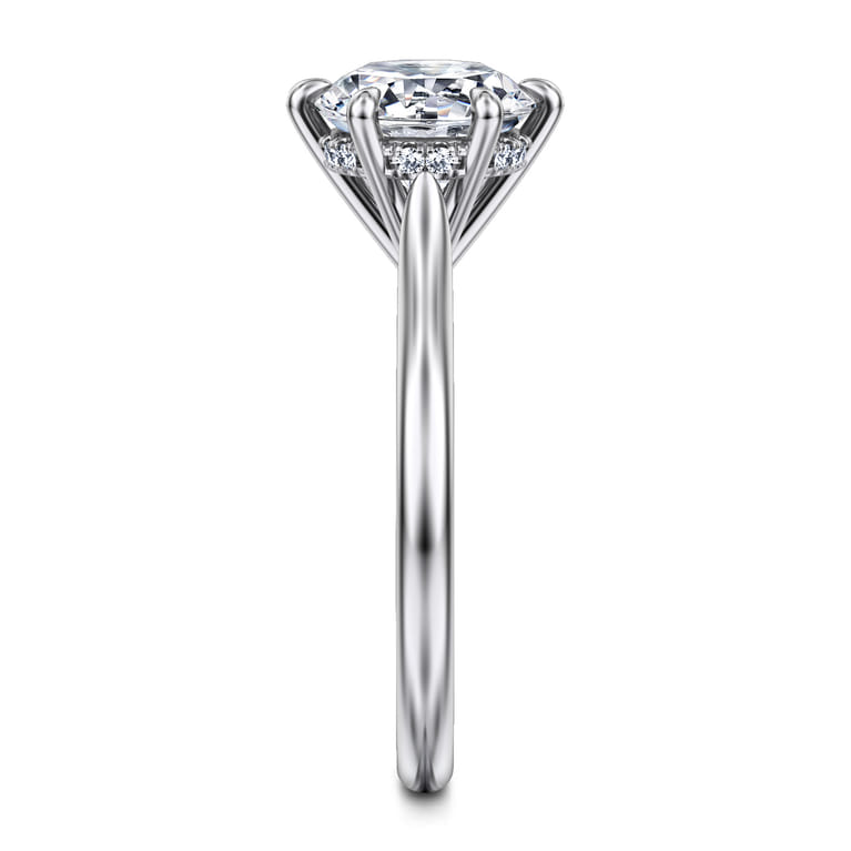 Aure - 14K White Gold 6 Prong Round Solitaire Diamond Engagement Ring - 0.05 ct - Shot 5