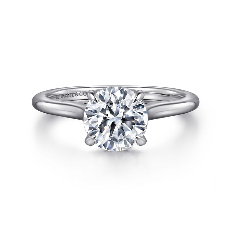 Ericka - 14K White Gold Round Solitaire Diamond Engagement Ring - 0.12 ct - Shot 1