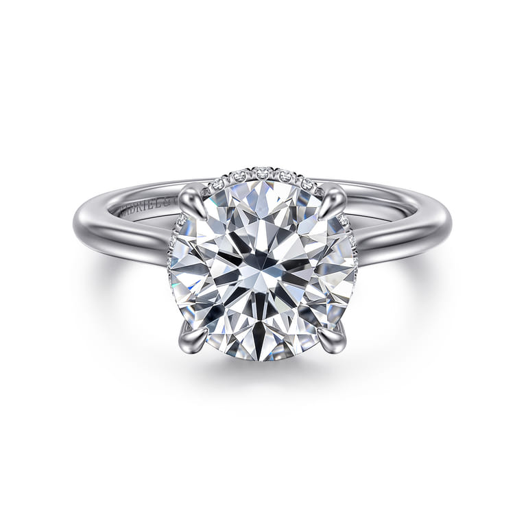 Aldon - 14K White Gold Round Diamond Engagement Ring - 0.14 ct - Shot 1