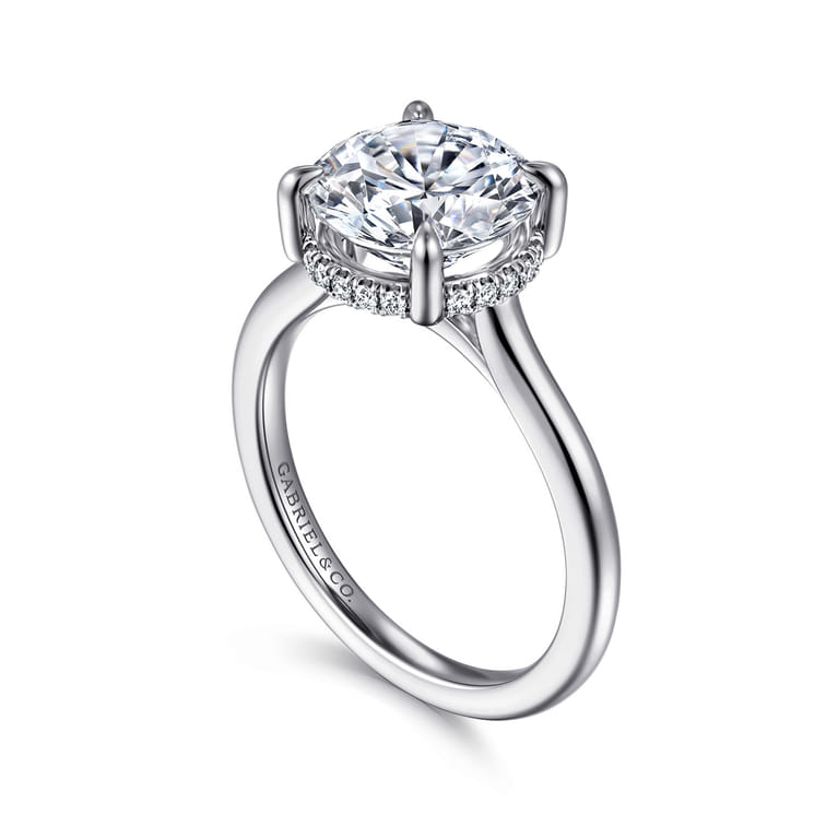 Aldon - 14K White Gold Round Diamond Engagement Ring - 0.14 ct - Shot 3