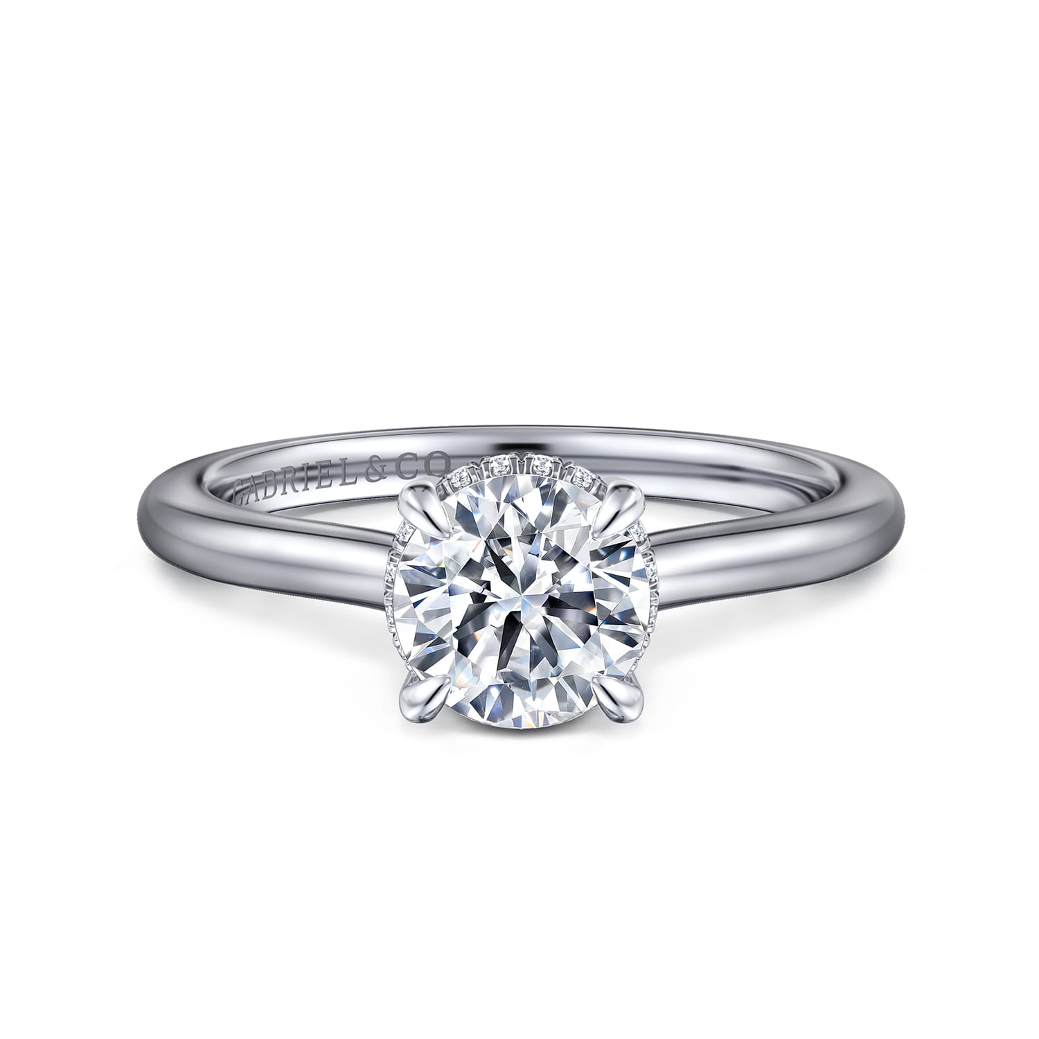 Aldon - 14K White Gold Round Diamond Engagement Ring - 0.07 ct - Shot 1