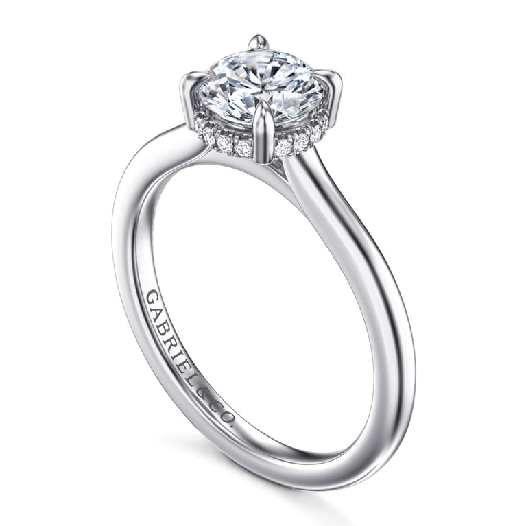 Aldon - 14K White Gold Round Diamond Engagement Ring - 0.07 ct - Shot 3