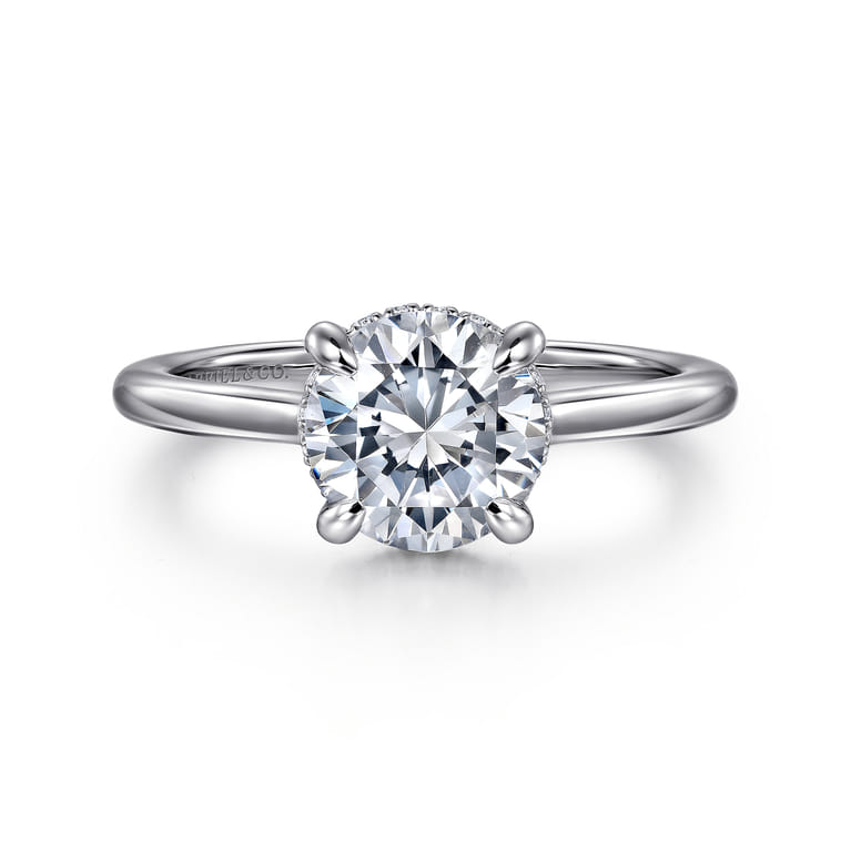 Aldon - 14K White Gold Round Diamond Engagement Ring - 0.08 ct - Shot 1