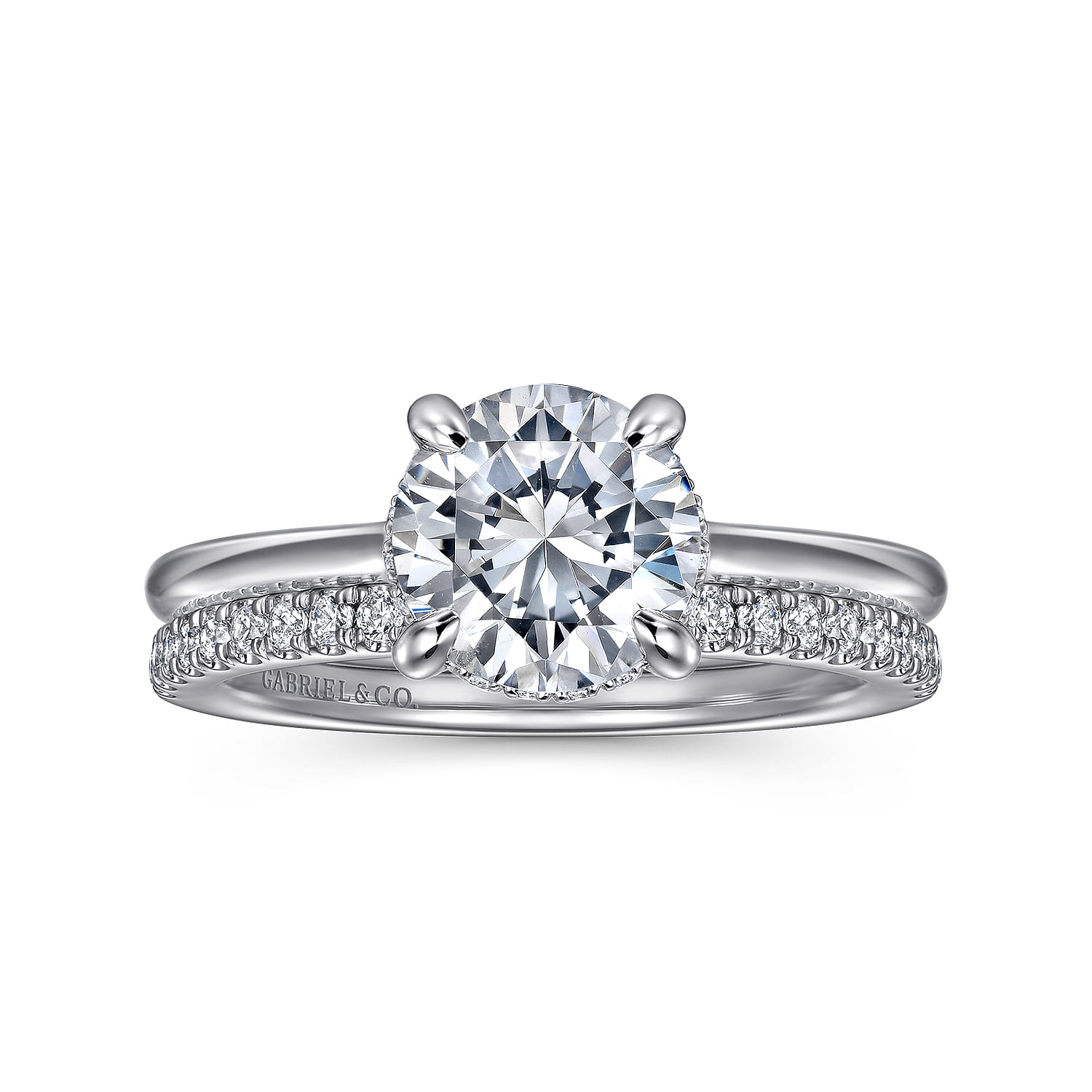 Aldon - 14K White Gold Round Diamond Engagement Ring - 0.08 ct - Shot 4