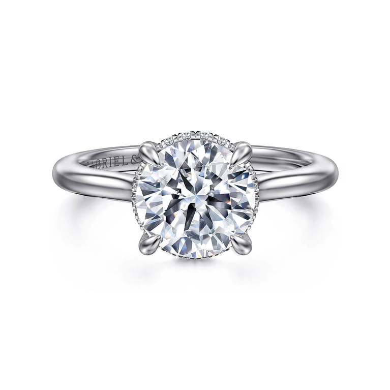 Aldon - 14K White Gold Round Diamond Engagement Ring - 0.1 ct - Shot 1