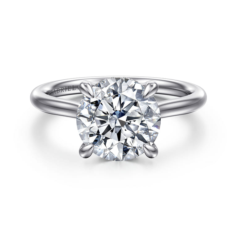 Badia - 14K White Gold Round Solitaire Diamond Engagement Ring - 0.08 ct - Shot 1