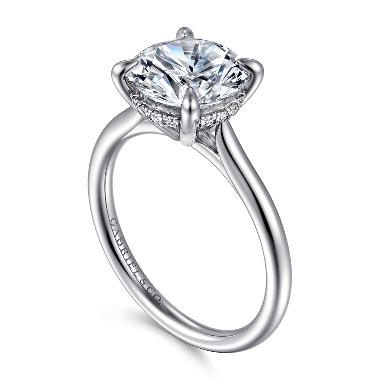 Badia - 14K White Gold Round Solitaire Diamond Engagement Ring - 0.08 ct - Shot 3