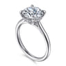 Badia - 14K White Gold Round Solitaire Diamond Engagement Ring - 0.08 ct