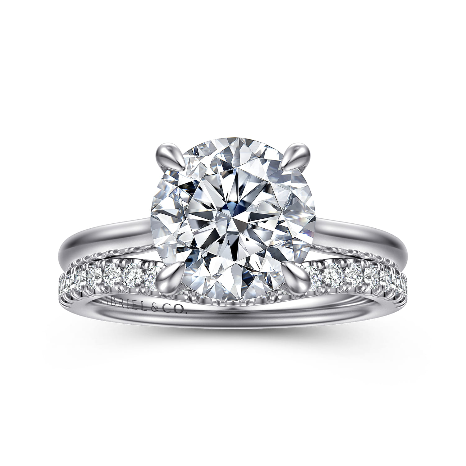 Badia - 14K White Gold Round Solitaire Diamond Engagement Ring - 0.08 ct - Shot 4