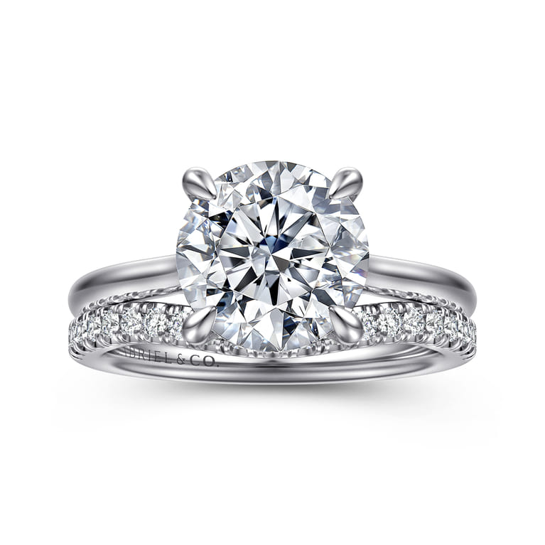 Badia - 14K White Gold Round Solitaire Diamond Engagement Ring - 0.08 ct - Shot 4