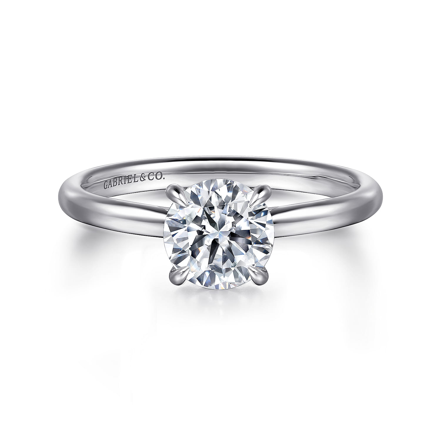 Badia - 14K White Gold Round Solitaire Diamond Engagement Ring - 0.05 ct - Shot 1