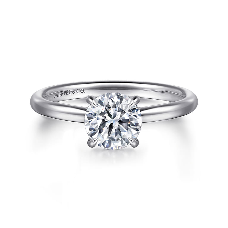 Badia - 14K White Gold Round Solitaire Diamond Engagement Ring - 0.05 ct - Shot 1