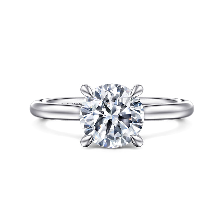 Badia - 14K White Gold Round Solitaire Diamond Engagement Ring - 0.06 ct - Shot 1