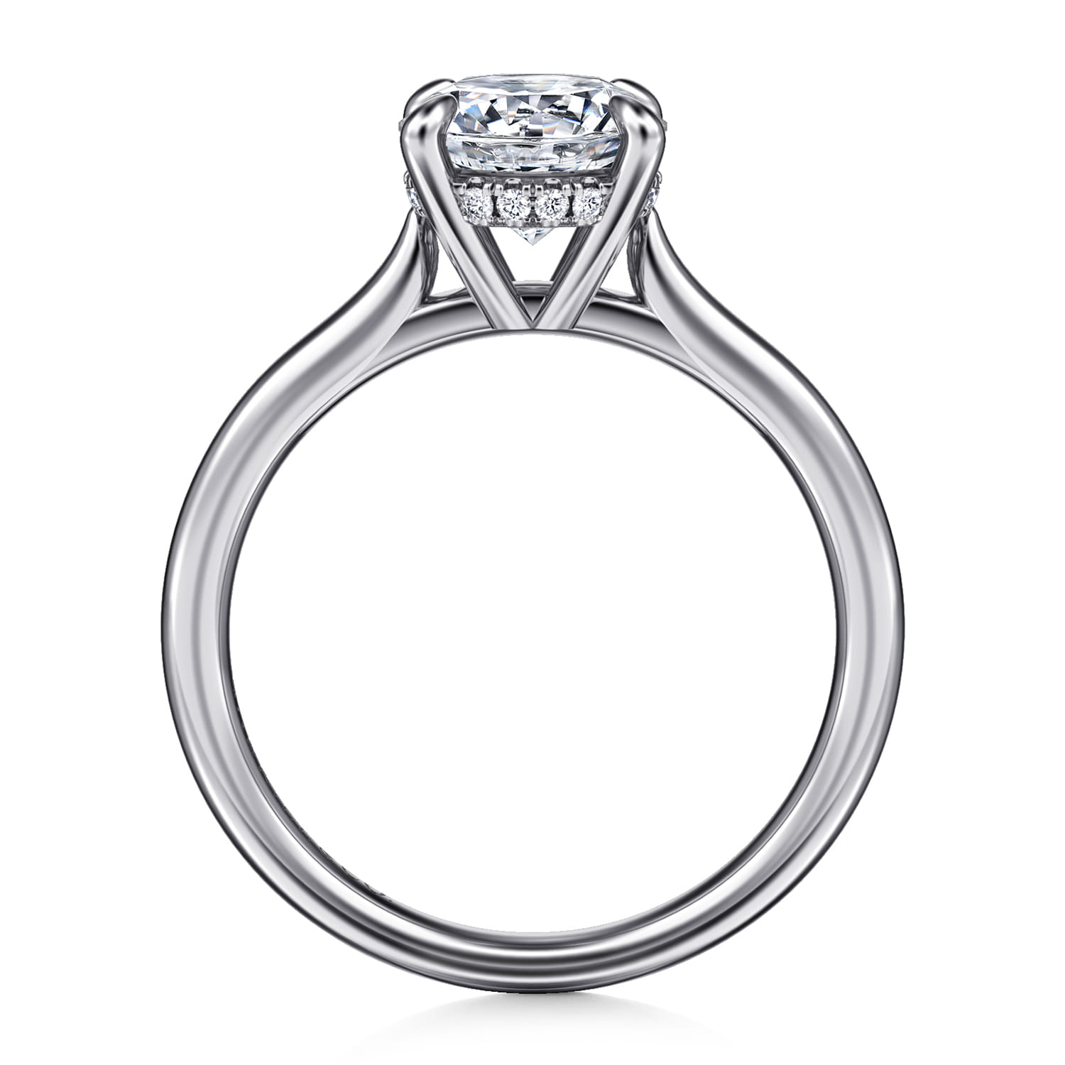 Badia - 14K White Gold Round Solitaire Diamond Engagement Ring - 0.06 ct - Shot 2
