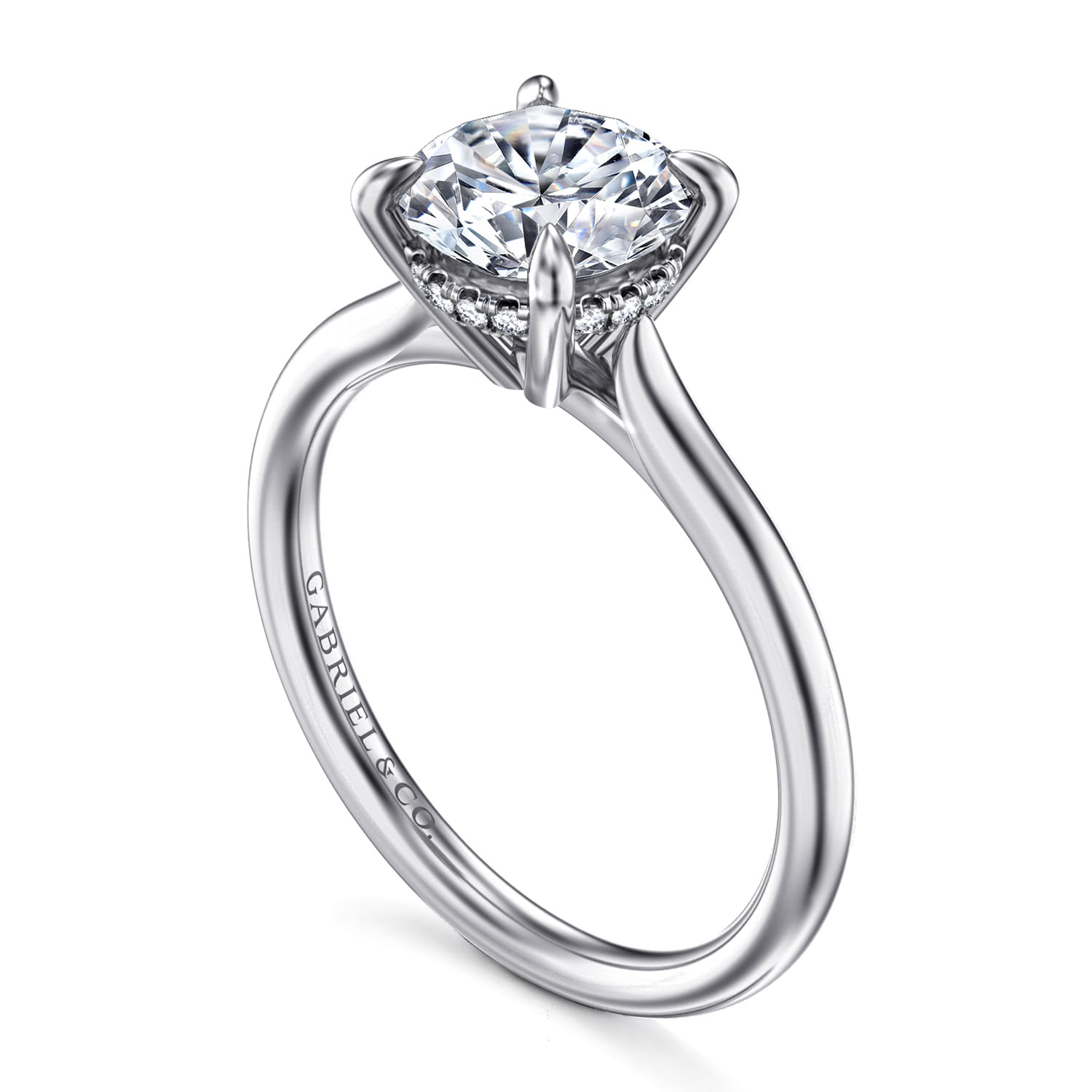 Badia - 14K White Gold Round Solitaire Diamond Engagement Ring - 0.06 ct - Shot 3