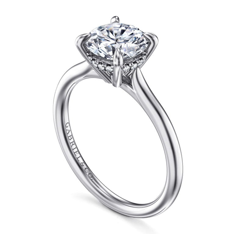 Badia - 14K White Gold Round Solitaire Diamond Engagement Ring - 0.06 ct - Shot 3